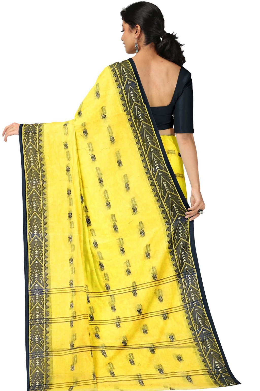Yellow Pure Cotton Urvi Tant Saree (1167)
